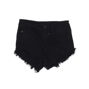 KanCan KC6033BK 9/28 Black High Rise Distressed Raw Fringe Hem Denim Shorts